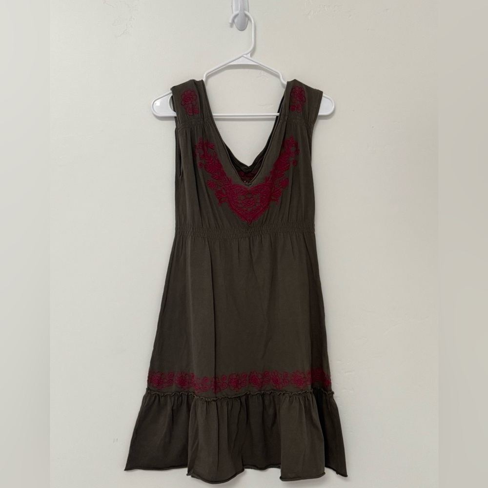Johnny Was JWLA Embroidered Dress Boho Brown Small Floral
